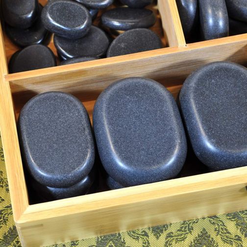 Hot Stone Set 36 Steine in Bambus Box