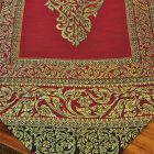 Table runner fabric tablecloth with tassels dark red gold elephant 48x190cm