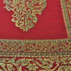 Table runner fabric tablecloth with tassels dark red gold elephant 48x190cm