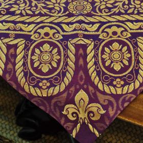 Tischläufer Stoff Überwurf Tischtuch Quasten violett gold 48x190 cm