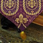Table runner fabric tablecloth with tassels purple gold 48x190cm