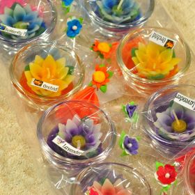 Aromatic candles in glass 10 pack blossoms angular