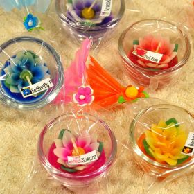 Aromatic candles in glass 10 pack blossoms angular