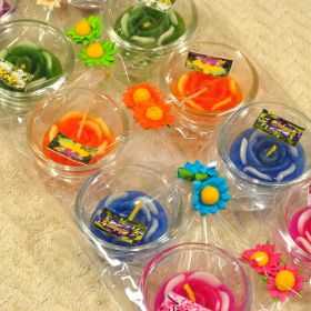 Aromatic candles in glass 10 pack blossoms rounded