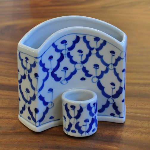 Thailändischer Keramik Halter für Servietten und Zahnstocher 7,5x11,5x10,5cm