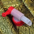 Dispenser tap spout for massage oil canisters DIN 45
