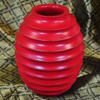 Vase mango design ribbed 20x25,5cm red