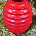 Vase mango design ribbed 20x25,5cm red
