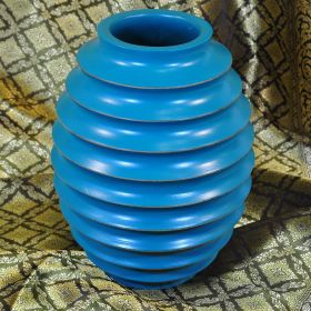 Vase mango design ribbed 20x25,5cm turquoise