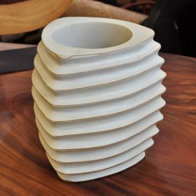 Vase mango design ribbed 20x30cm white