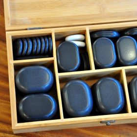 Hot Stone Set of 45 stones in Bamboo Box