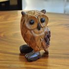 Wooden figure sitting owl 18 cm