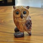 Wooden figure sitting owl 18cm