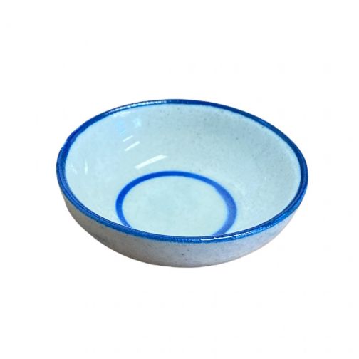 Small ceramic dessert pan with blue edge 7cm