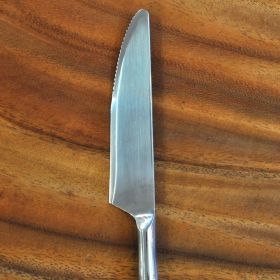 Knife serrated edge stainless steel bamboo design