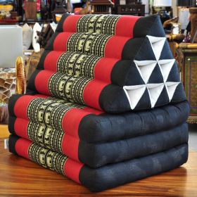Thai triangle cushion elephants black red 3 mats L