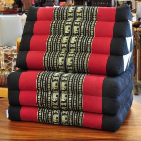 Thai triangle cushion elephants black red 3 mats L