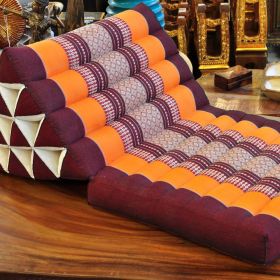Pillow Thai triangle cushion flowers orange 1 mat