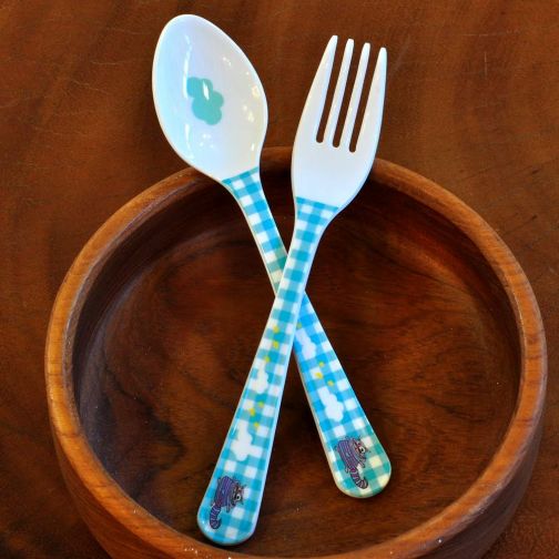 SuperSOSO! fork and spoon size M design Crazy Cat