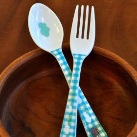 SuperSOSO! fork and spoon size M design Crazy Cat
