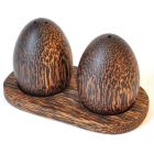 Salt and pepper shakers set from coconut wood round