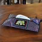 Cosmetic tissue dispenser purple with elephant dots pattern