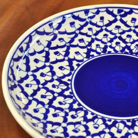 Thai Keramik Teller Bua Blau Weiß 30x3cm