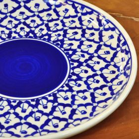 Thai Keramik Teller Bua Blau Weiß 30x3cm