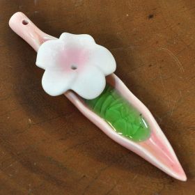 Incense sticks incense holder ceramic flower pink 14cm
