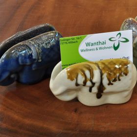 Ceramic Business Card and Napkin Holder Elephant