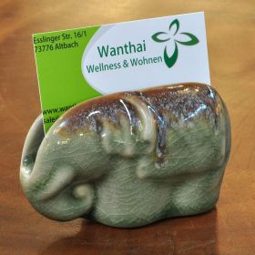Ceramic Business Card Holder Napkin Holder Elephant green