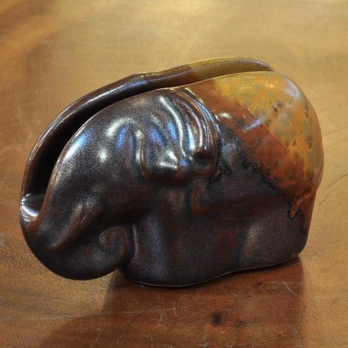 Keramik Visitenkartenhalter Serviettenhalter Elefant Braun