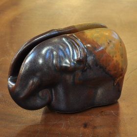 Keramik Visitenkartenhalter Serviettenhalter Elefant Braun