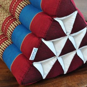 Pillow Thai triangle cushion flowers red blue 50x35x30cm