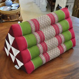 Pillow Thai triangle cushion flowers red green 50x35x30cm