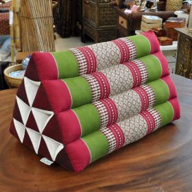 Pillow Thai triangle cushion flowers red green 50x35x30cm