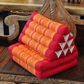 Pillow Thai triangle pillow flowers red orange 2 mats L