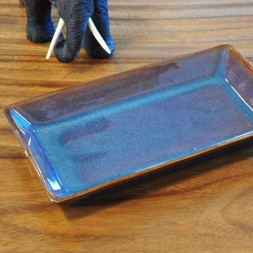 Thai ceramic bowl rectangular violet blue