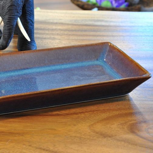Thai ceramic bowl rectangular violet blue