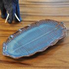 Thai ceramic plate banana leaf 28cm violet blue