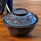 Ceramic bowl with lid Thai Design 13cm violet blue
