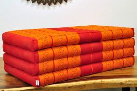 Matte Thai Sofa Blüten Rot Orange 200x100cm - vierlagig