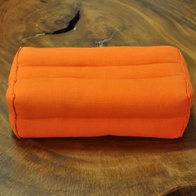 Small elongated Thai cotton orange pillow
