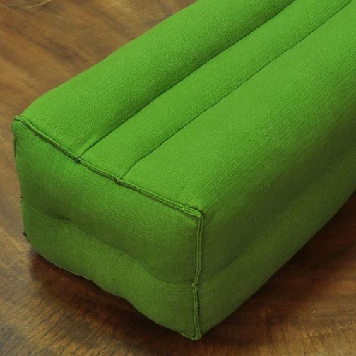 Small elongated Thai cotton pillow green