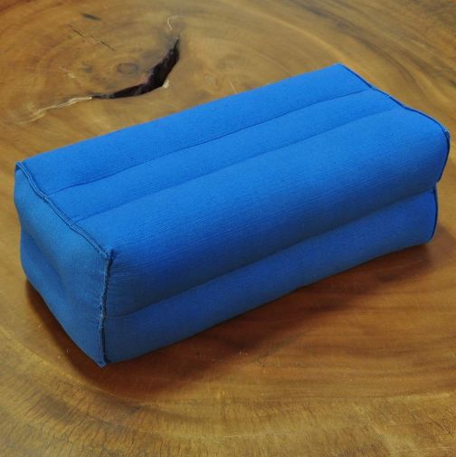 Small elongated Thai cotton pillow dark blue