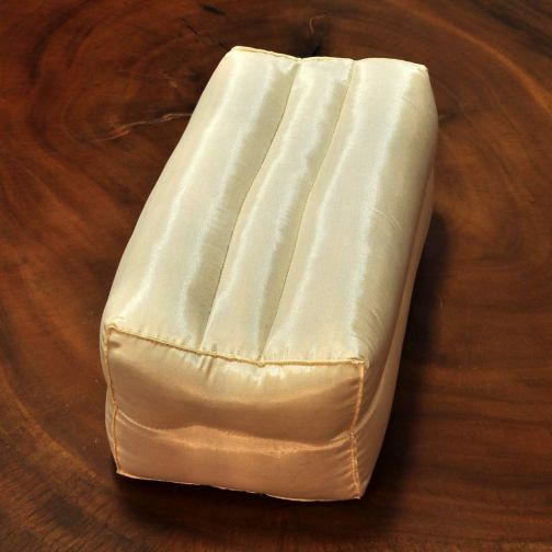 Small elongated Thai satin pillow white