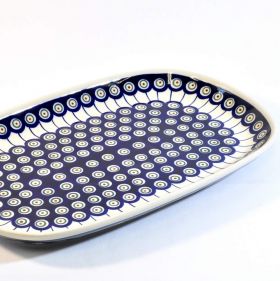 Bunzlau ceramic large serving plate 37.5x23.5cm decor 8