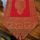 Table runner fabric tablecloth with tassels red gold elephant 23x200cm
