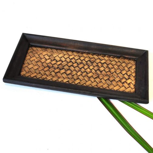 Tablett aus Holz dunkel lang 25x14x2cm