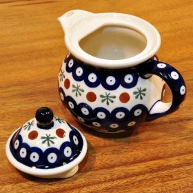 Bunzlau ceramic round teapot without sieve 0.3 liter decor 41